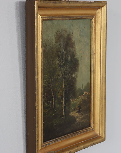 Country Landscape, Oil on Board, 19th Century 13W x 16.75H