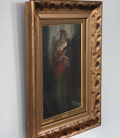 Demure Portrait, Oil on Board 19th Century 17W x 21H