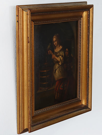 Old Masters Style Painting, Interior Scene, 19th Century 12W x 13.75H