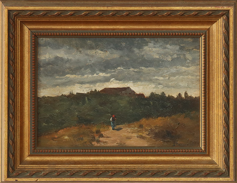 Italian Landscape Scene, 19th Century with Gold Frame 12W x 9.5H