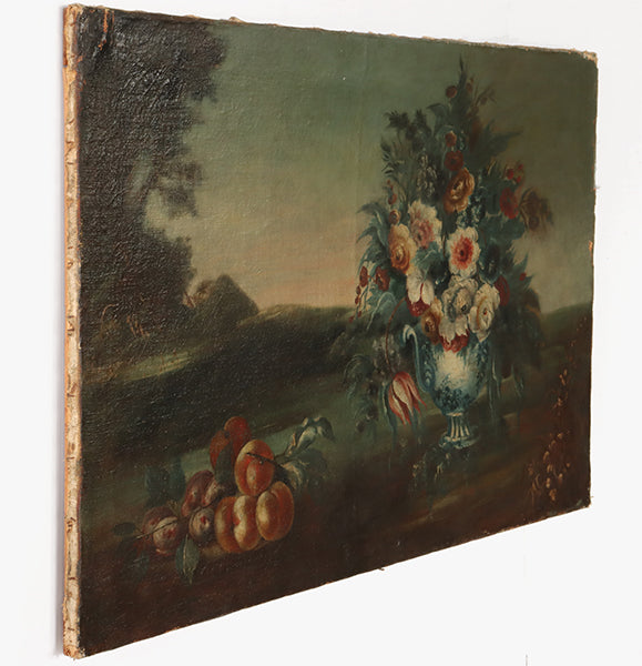 Flemish School Floral Still Life, Unframed, 18th Century 29W x 26H
