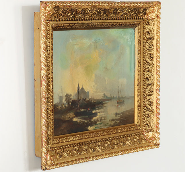 Dutch School Nautical Landscape, 19th Century 19W x 17H