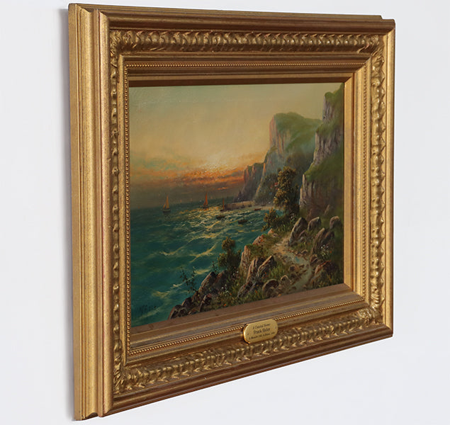 Cliffside Landscape, Oil On Canvas, 19th Century 27W X 19H