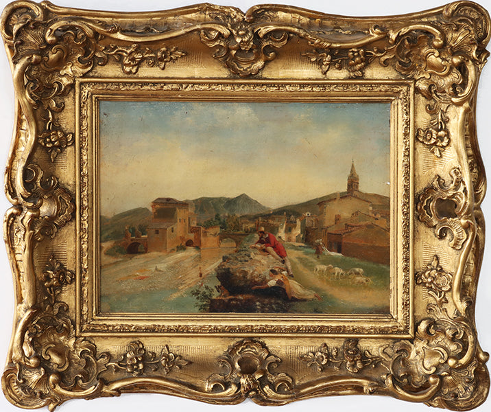 Italian School, Man and Woman with Cat, 19th Century 32W X 26.5H