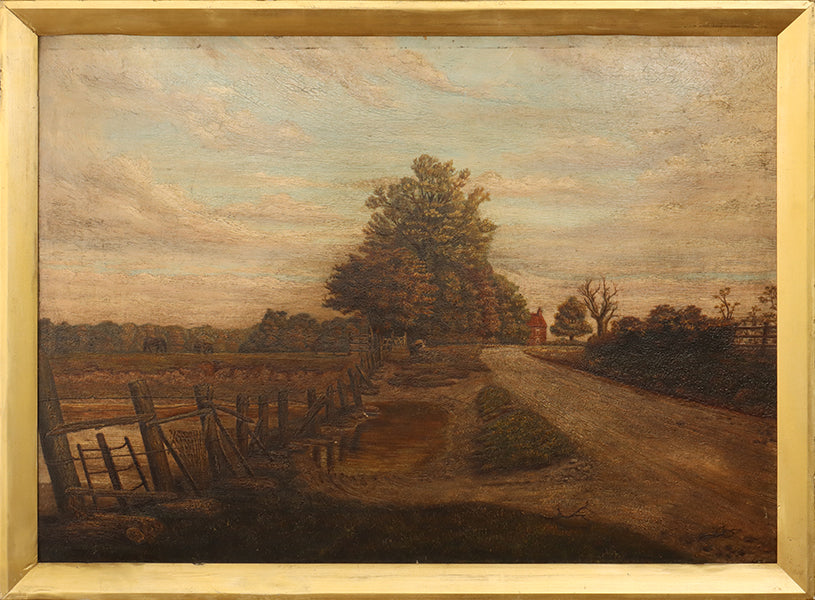 Folk Art Painting of a Farmstead 44.5W x 33.5H - Cleared Art