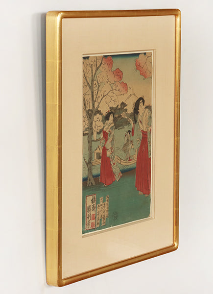 Japanese Woodblock Print of 3 Women 16W x 21H - Cleared Art