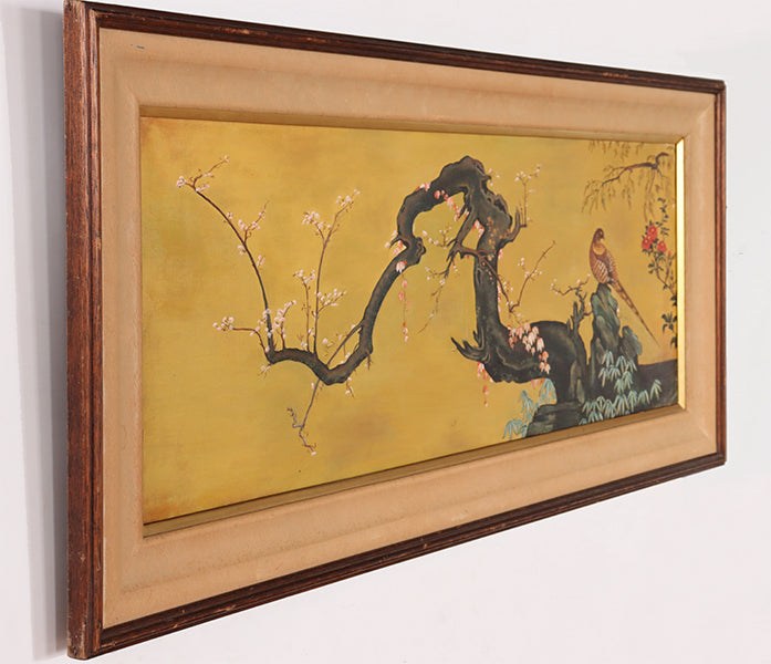 Large Asian Impressionist Bird on Branch 54W x 24H - Cleared Art