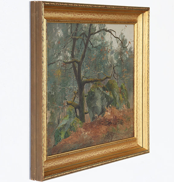 Antique French Impressionist Landscape Interior 31W x 25H - Cleared Art