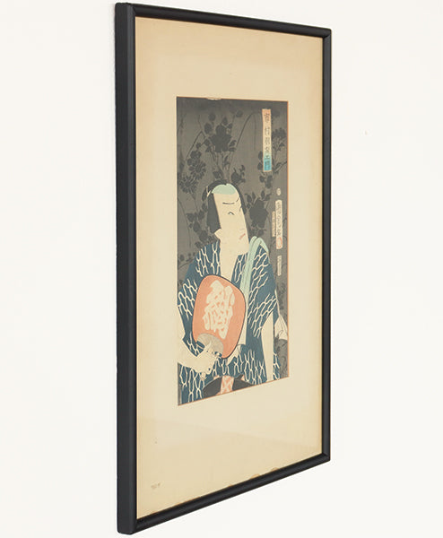 Pair of Japanese Woodblocks Samurai and Kabuki 19th Century 17W x 23H - Cleared Art
