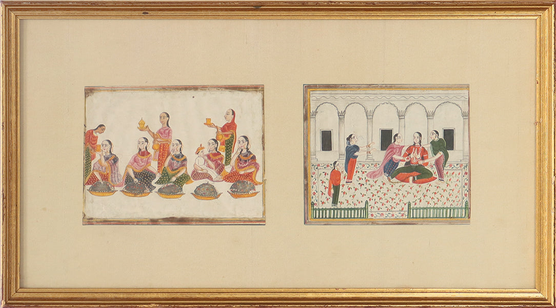 Miniature Persian Gouaches in Gold Frame, 19th Century 16.25W x 9H - Cleared Art