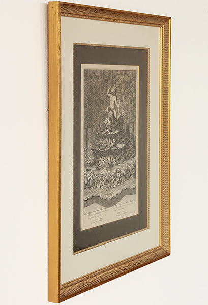 Antique Copperplate Engraving of Cupid Fountain 23W x 28H - Cleared Art