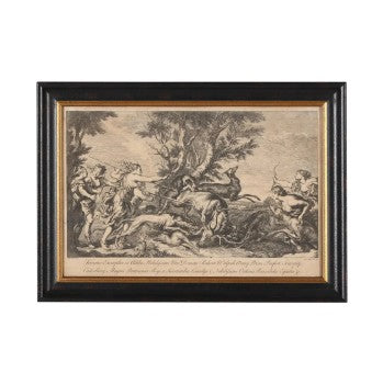 Diana and Her Nymphs Engraving 18th c. 24.5W x 17.5H