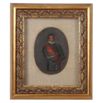 Antique Wax Portrait of a Spanish Officer 19th c. 11.75W x 13.5H