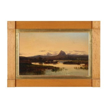 American School Western Landscape Oil on Board 20 c. 18.25W x 13H