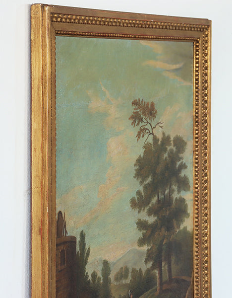 European School Figures in Landscape, 18th Century, 26.5W x 31.5H - Cleared Art