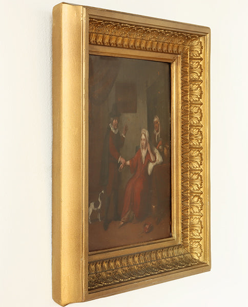 Antique Dutch Masters Doctor's Visit Scene 17th Century 15W x 18H - Cleared Art