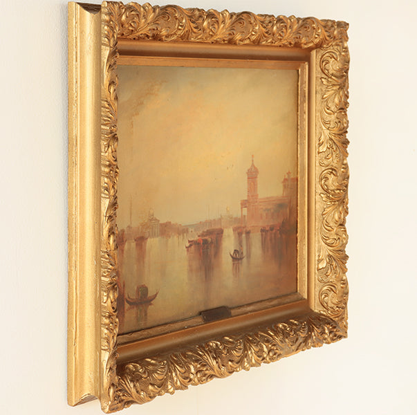 Antique Italian Impressionist Venice Harbor View 26W x 21H - Cleared Art
