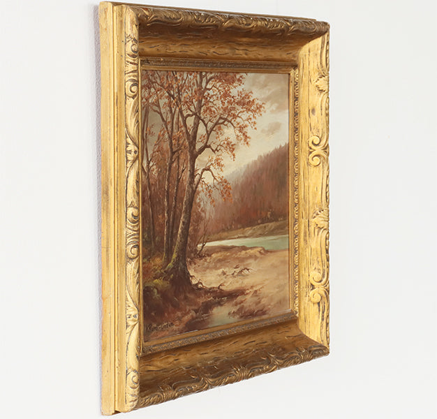 Antique European Impressionist Fall Landscape 24W x 20H - Cleared