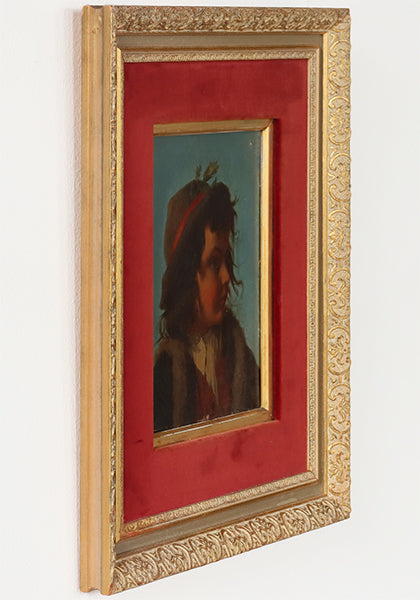 Antique Continental School Young Boy Portrait 17W x 19H - Cleared