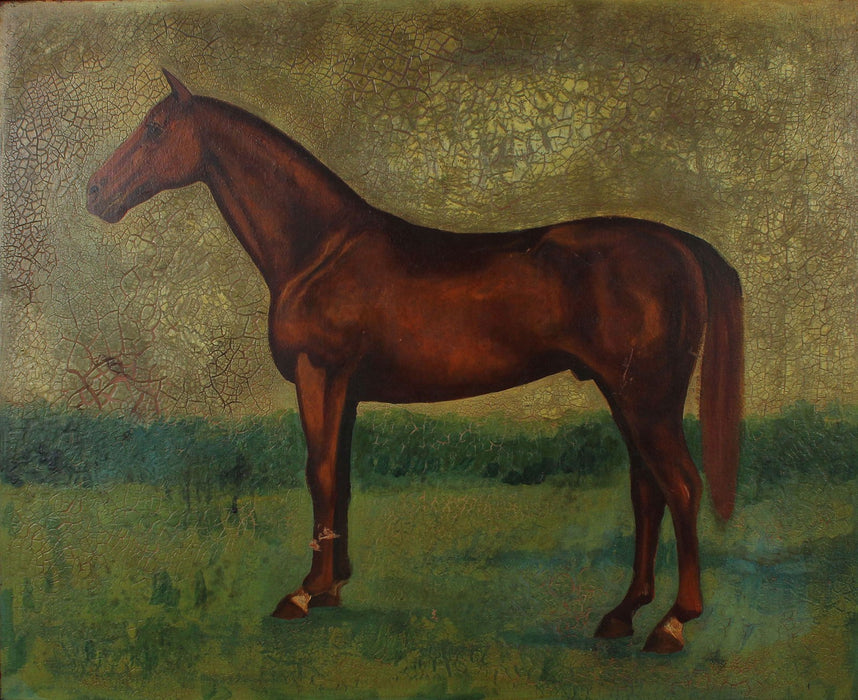 Antique American Horse Portrait Oil Painting
