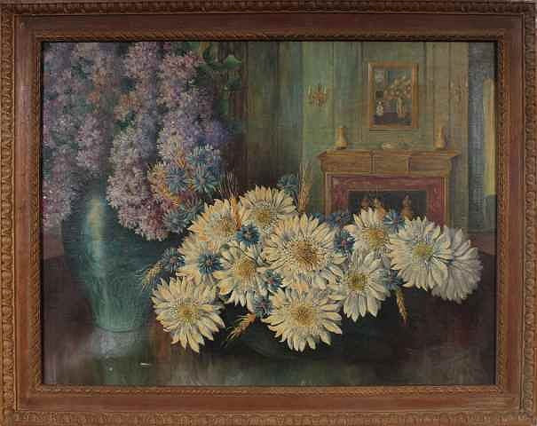 Antique American Impressionist Floral Oil Painting