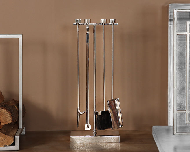 Luxury Nickel Finish Fire Tools - Cleared