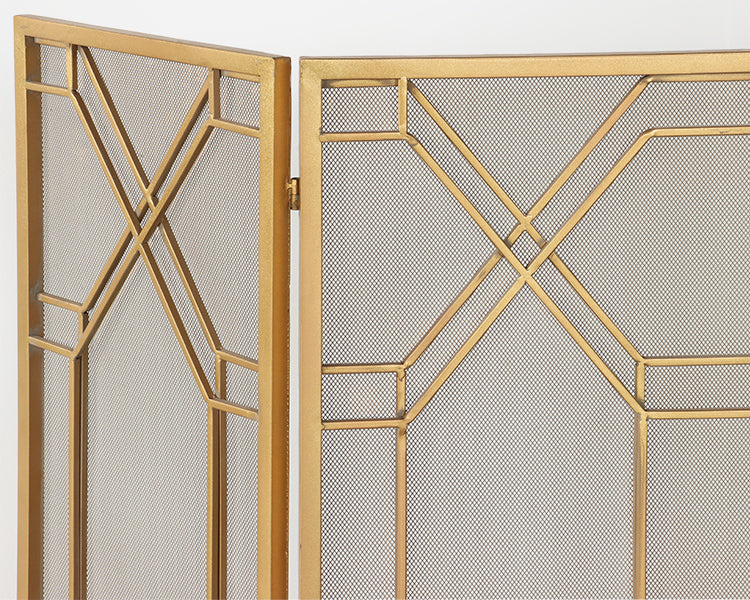 Decorative Gold Geometric Fire Screen - Cleared