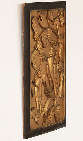 Antique Chinese Carved Gilt Wood Relief Panel - Cleared