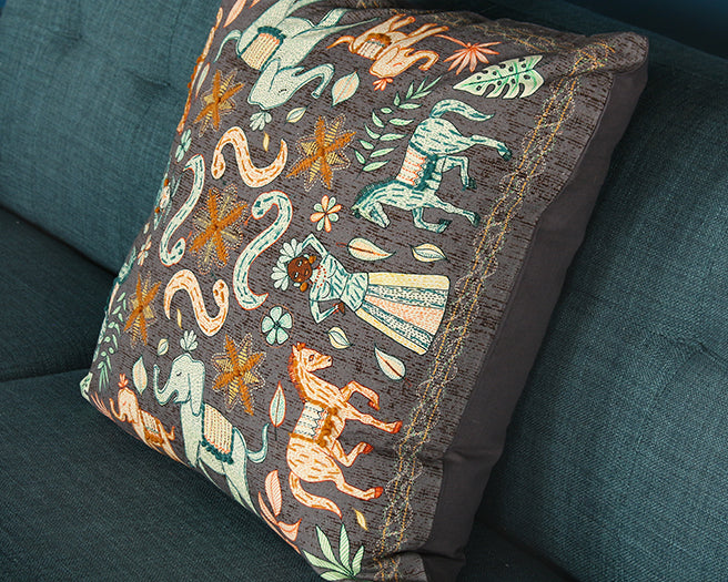 Brown Multi Elephant Pillow - Cleared