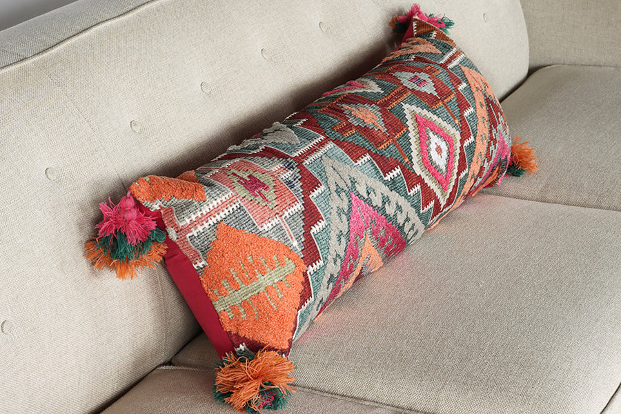 Embroidered Multicolored Pillow - Cleared