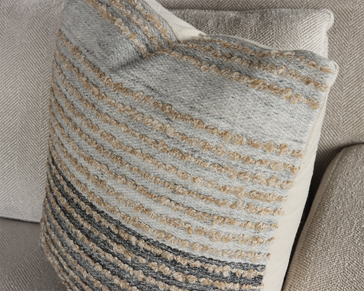 Denim Toned Pillow w/ Textured Stripes - Cleared