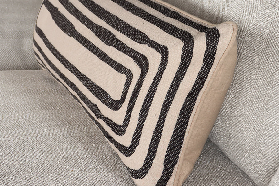 Neutral Toned Pillow w/ Inky Black Lines - Cleared