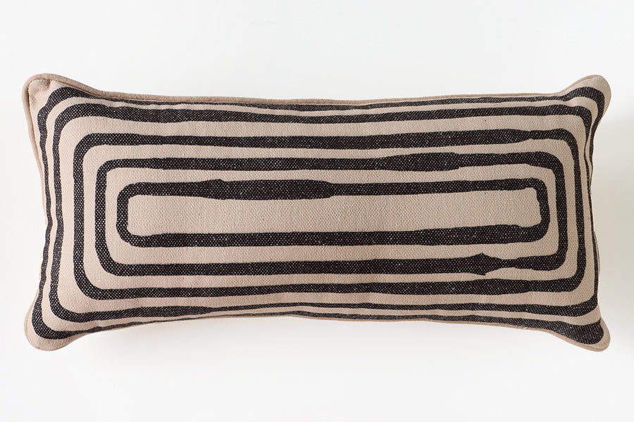 Neutral Toned Pillow w/ Inky Black Lines - Cleared