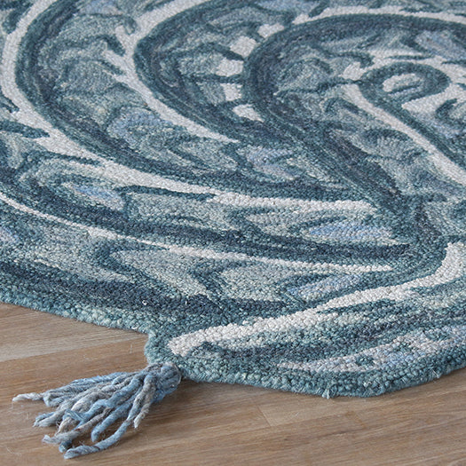 5' X 5' Round Lagoon / Ivory Snake Rug - Cleared