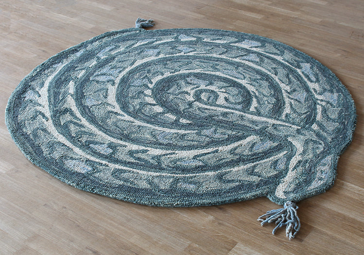 5' X 5' Round Lagoon / Ivory Snake Rug - Cleared