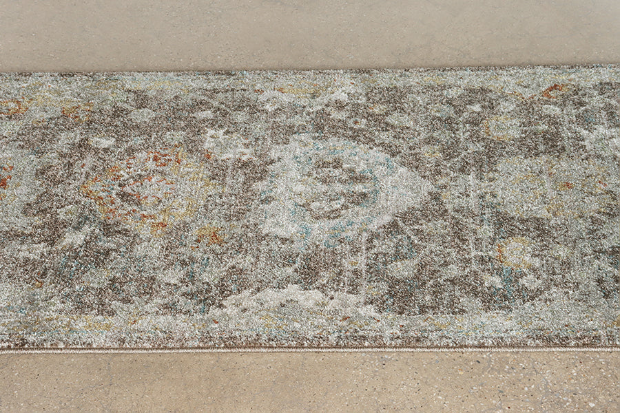 2'6" x 10' Brown & Beige Persian Motif - Cleared