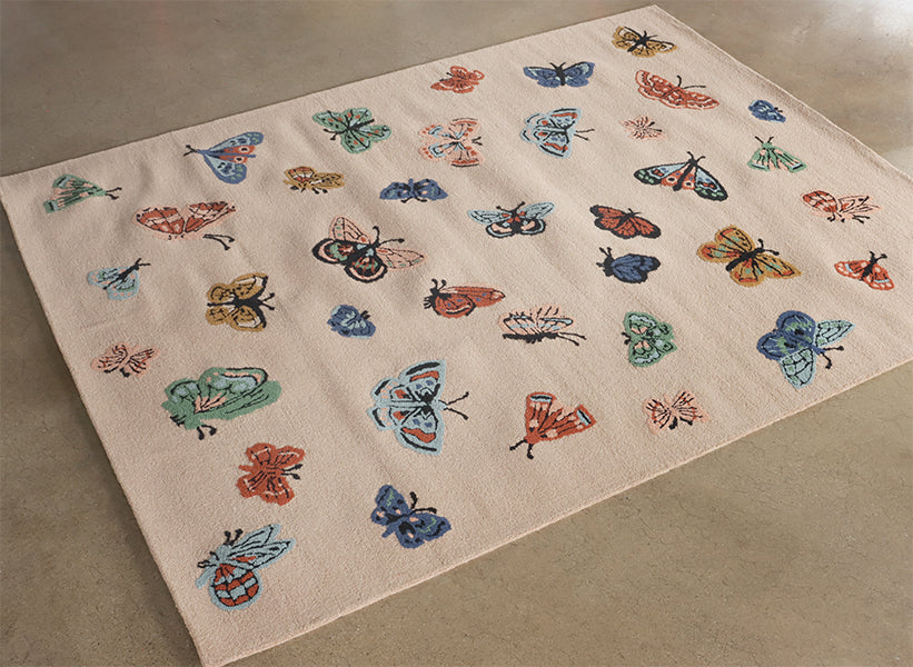 7'9" x 9'9" Hand Tufted Blush Butterfly Rug - Cleared