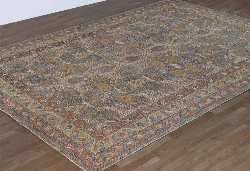 Walnut Multi Colored Wool Hooked Rug Cleared 9'3" X 13'