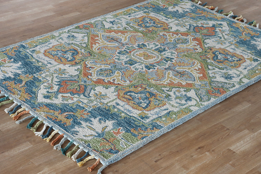 5'6 X 7'6" Blue Multicolored Rug - Cleared