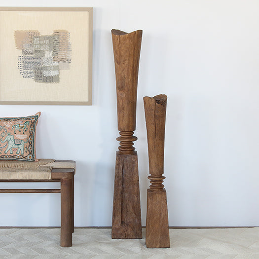 Tall Abstract Wood Sculpture --Cleared Decor
