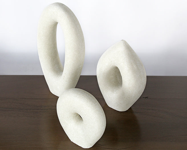 Set Of 3 Ivory Stone Objects - Cleared