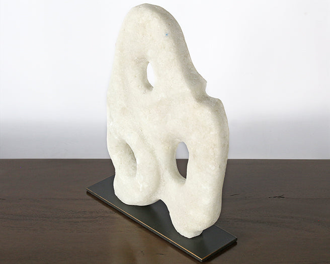 White Glass Stone Abstract Sculpture - Cleared