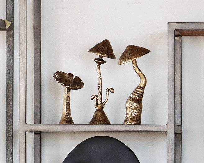 Set Of 3 Brass Surreal Mushroom Sculptures - Cleared