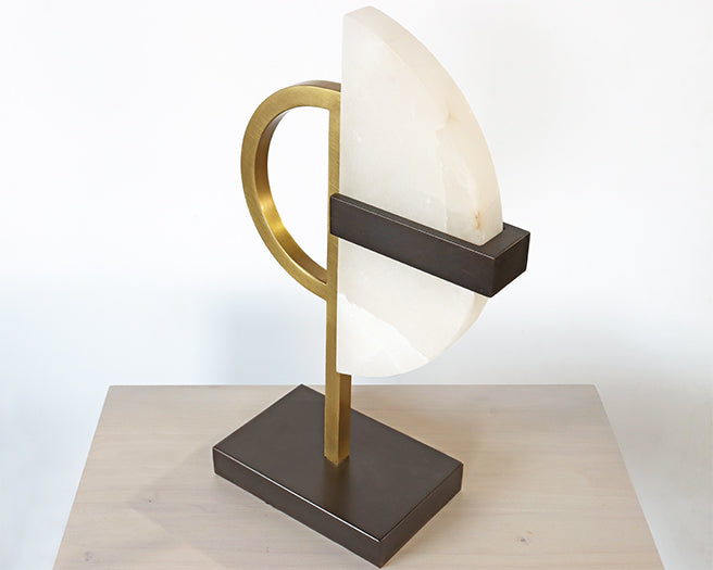 Alabaster Sculpture #3 w/ Brass and Bronze - Cleared