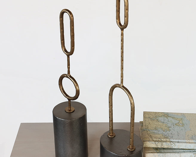 Set Of 2 Abstract Geometric Sculptures - Cleared