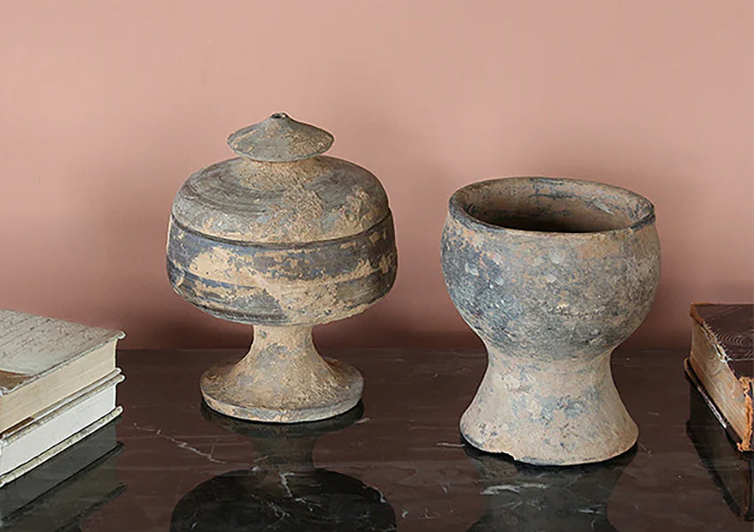 Set Of 2 Han Dynasty Style Urns I