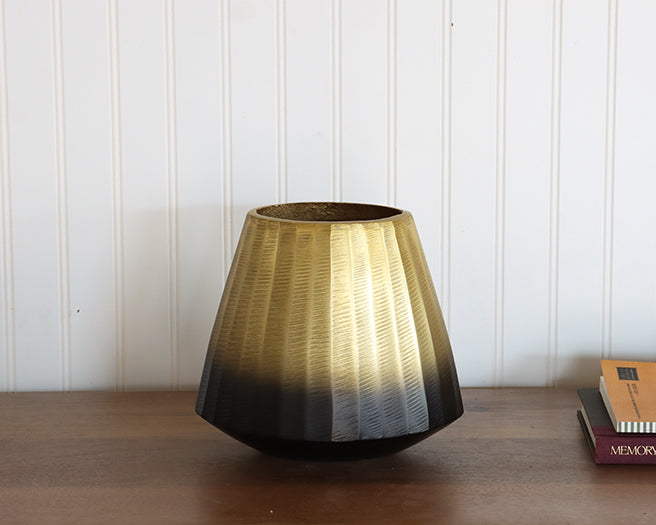 Set Of 2 Cast Gold and Black Ombre Vases-Cleared