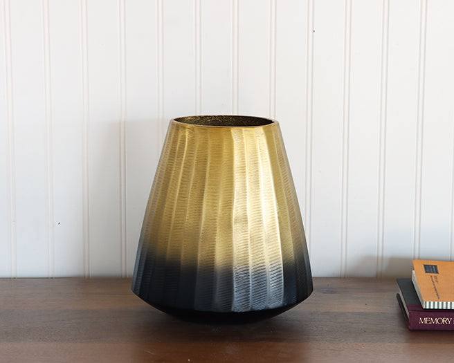 Set Of 2 Cast Gold and Black Ombre Vases-Cleared
