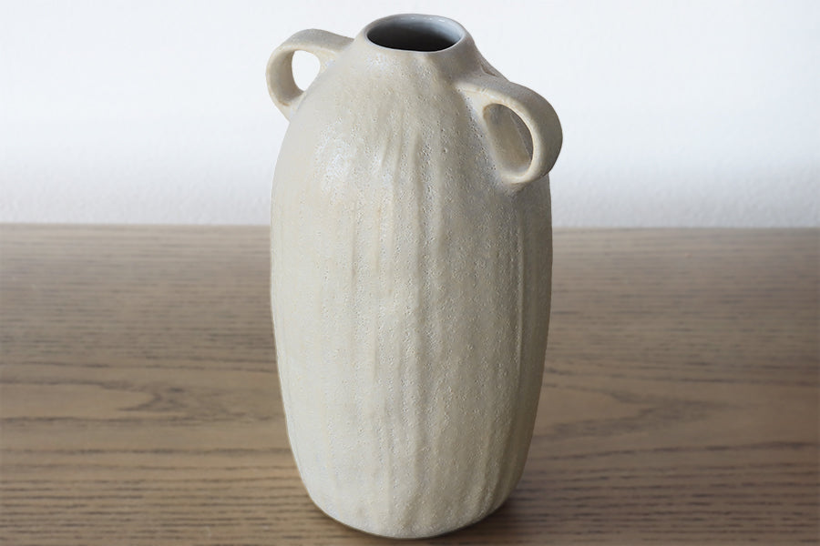 Set of 3 Eggshell White Textured Vases - Cleared