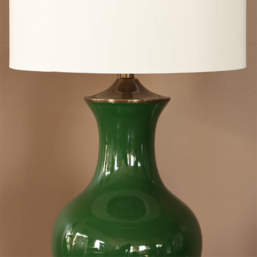 Dark Green And Antique Brass Table Lamp-Cleared
